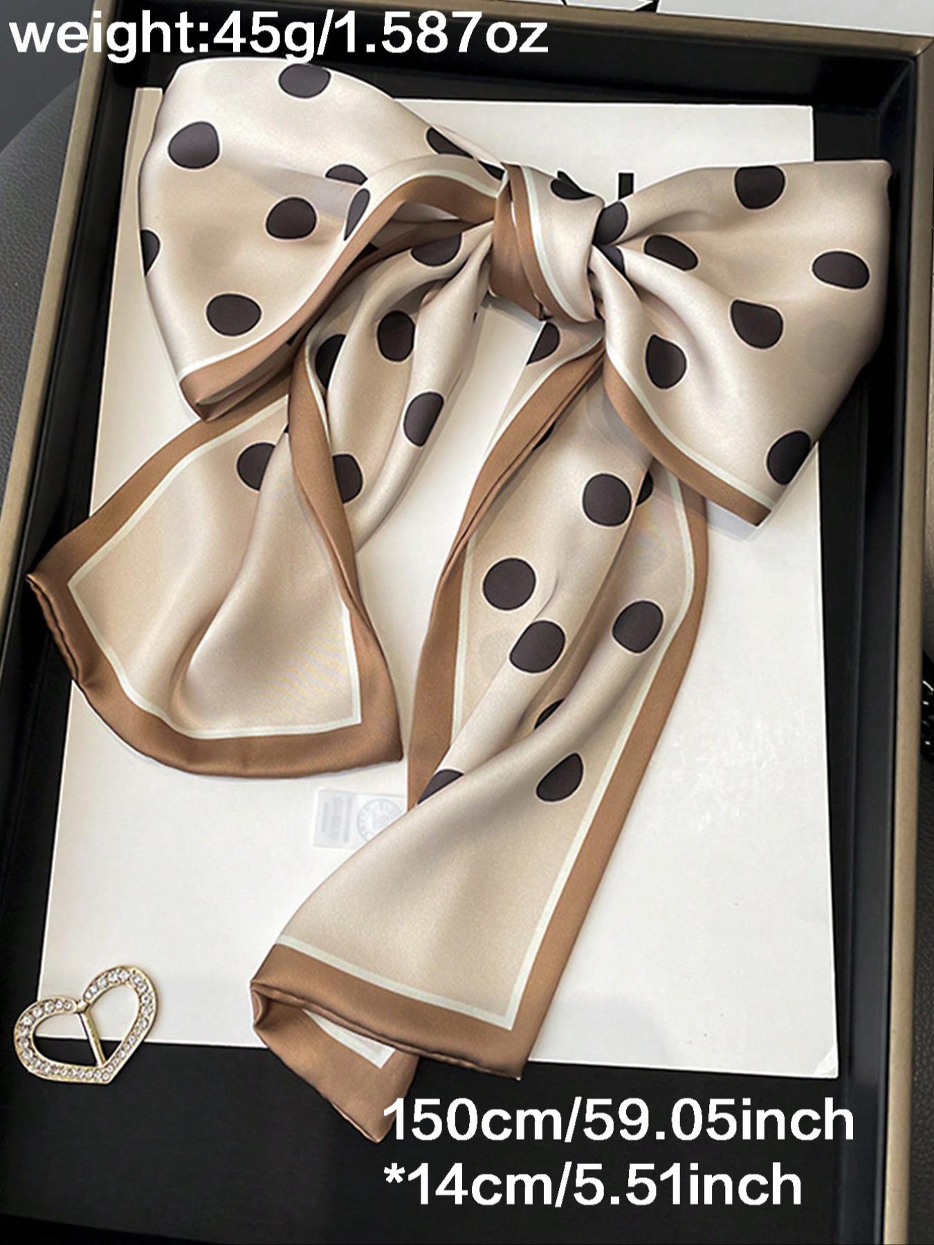 Elegant Polka Dot Satin Square Scarf, Double-Layer Ribbon for Women, Versatile Neck Scarf, Head Wrap, Waist Belt, Handbag Accessory