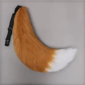 Plush Animal Ears Tail Set Cosplay Wolf Cat Props Straps Tail Accessories