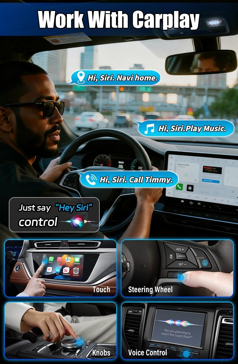 Wireless CarPlay Adapter for iPhone/Android, Converts Wired CarPlay to Wireless, Plug and Play, Fast and Stable Connection, Bluetooth Car Adapter, Electronic Charger, Car Accessories
