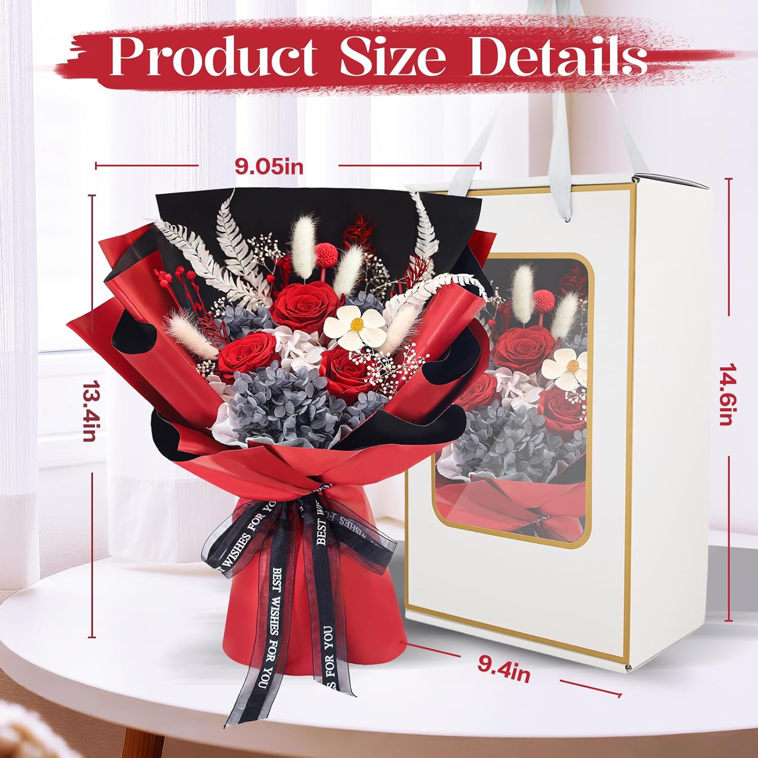 Preserved for Delivery, Red Bouquet with Box, Forever Eternal Rose Gifts for Women Her Mom Wife Girlfriend Christmas, Valentines Day, Mother's Day, Birthday Preserved for Delivery, Red Bouquet with Box, Forever Eternal Rose Gifts for Women Her Mom Wife Girlfriend Christmas, Valentines Day, Mother's Day, Birthday