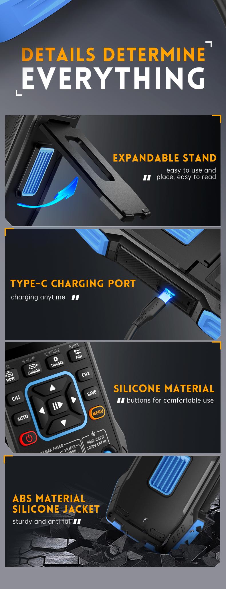 FNIRSI 2C23T 3 in 1 Handheld Oscilloscope Multimeter DDS Generator  2 Channels  10MHz Bandwidth  50MSa/s Sampling Rate  10000 Counts  Voltage  Current  Capacitor  Resistor  Diode Test