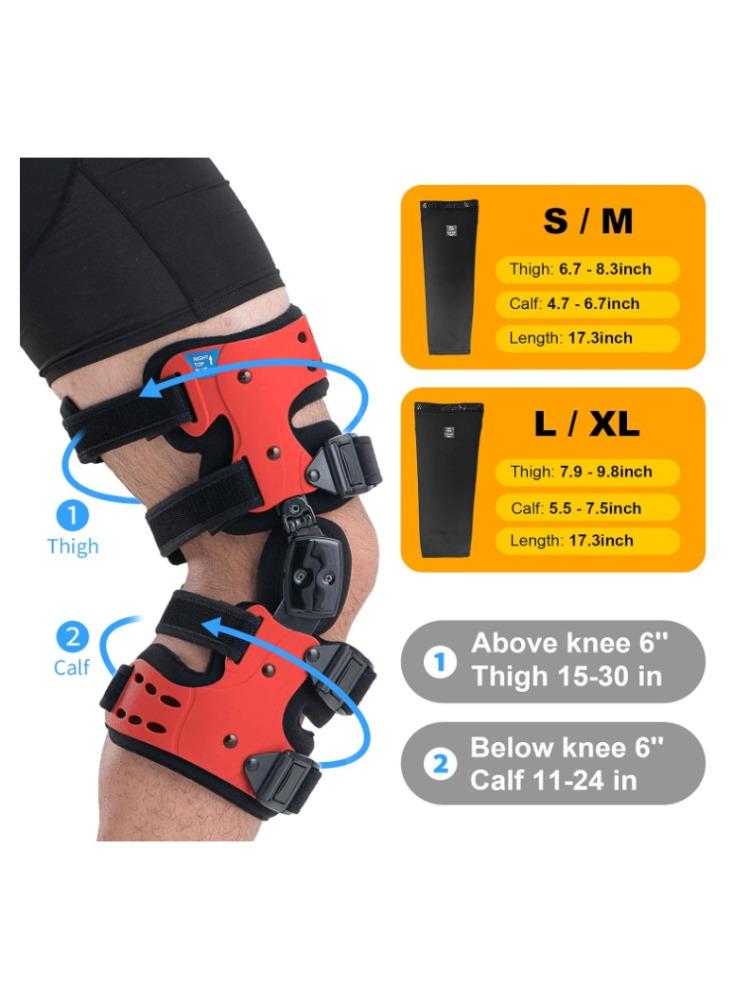 Functional Hinged Knee Support Brace, Adjustable Knee Stabilizer with Compression Wrap, Knee Unloader for Knee Instability, Swelling, Post-Injury Recovery, for Athletes & Seniors