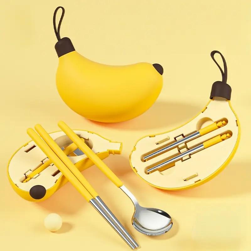 Portable Stainless Steel Cutlery Set, Reusable Folding Chopsticks and Spoon, Ideal for Picnics, Camping, Outdoor Activities, Lunch Boxes