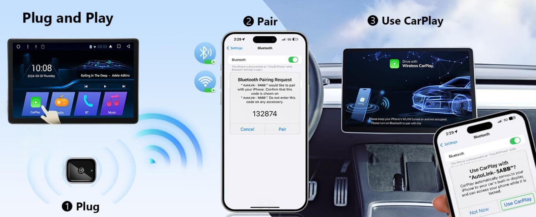 【2026 Pro Version】FOXVOX Wireless CarPlay Adapter for iPhone & Android, Convert Wired to Wireless, Fast & Stable Connection, No Latency to Screen w/USB C, Christmas Gift 【2026 Pro Version】FOXVOX Wireless CarPlay Adapter for iPhone & Android, Convert Wired to Wireless, Fast & Stable Connection, No Latency to Screen w/USB C, Christmas Gift
