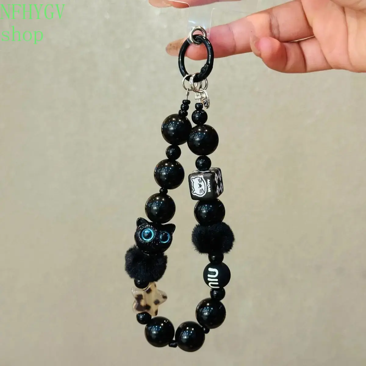 Cute Cat Beaded Phone Charm Wrist Strap, Portable Anti-Lost Lanyard Accessory For Girls, Multifunctional Kitty Chain Suitable For Cell Phones, Bags And Keys