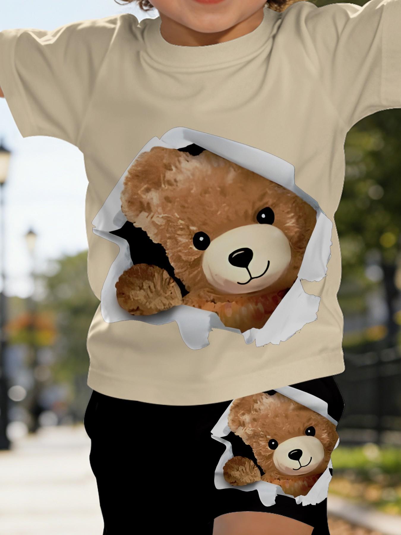 Kids Cartoon Short Sleeve Set, Unisex Cute Summer Pajamas, Casual Baby Clothes, Perfect Gift, 100% Polyester, Ideal for Daily & Outdoor Activities