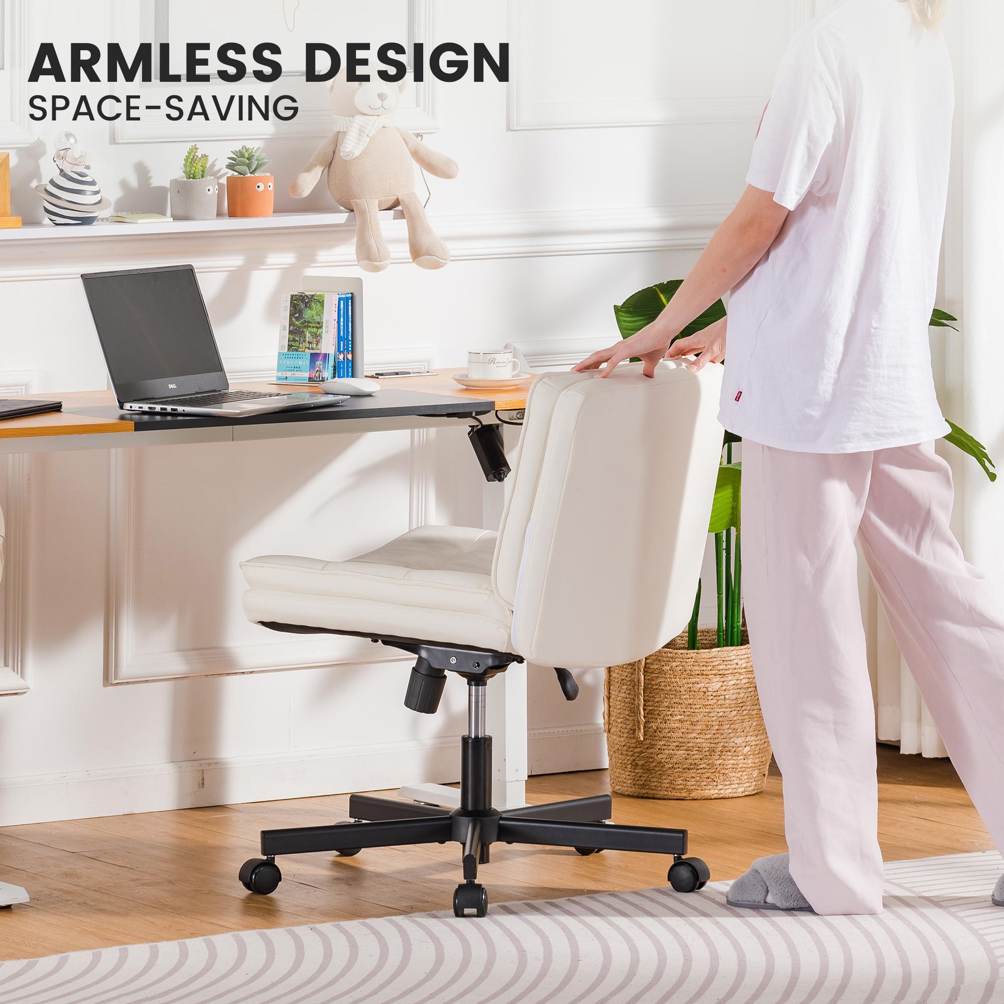 COMHOMA Criss Cross Chair Plus Size With Wheels, Office Chair Sit Cross-legged Armless Swivel Home Modern Home Office Desk Chair