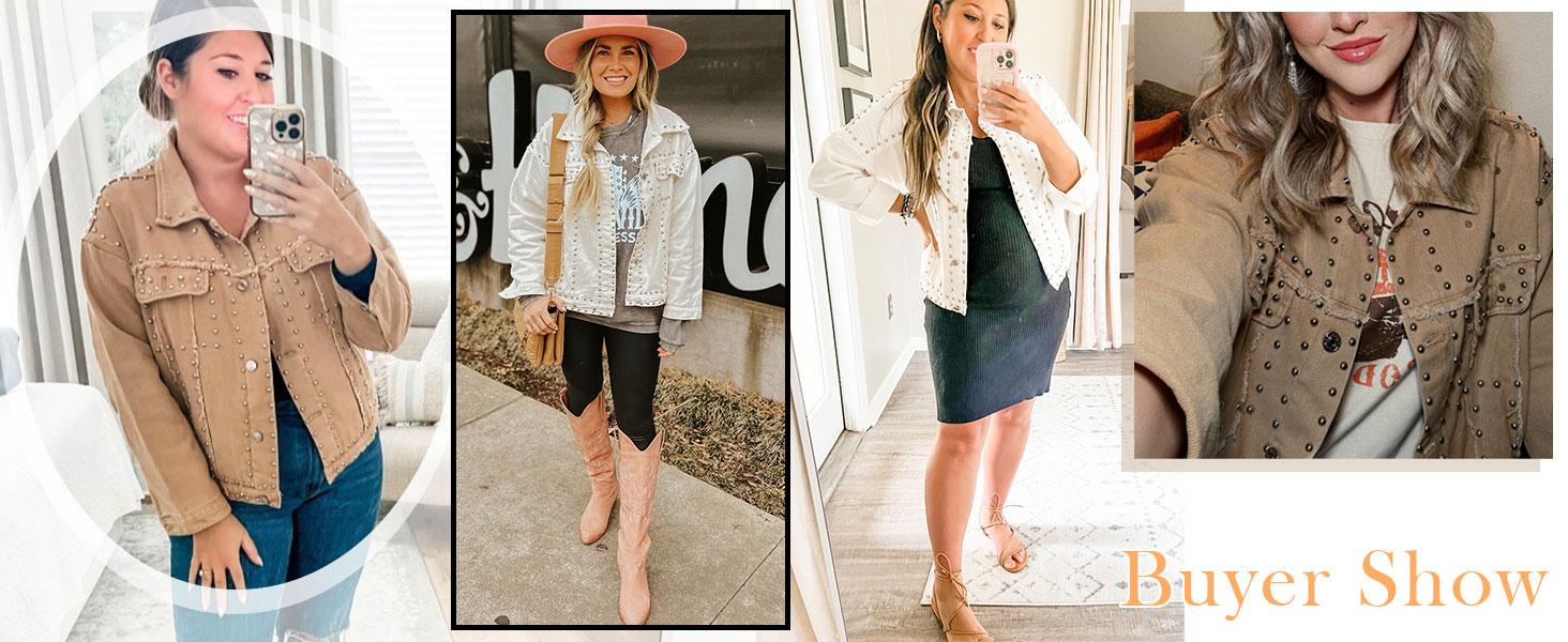 Naeduo Women's Button Down Bomber Jacket Drop Shoulder Short Cropped Coat Outwear