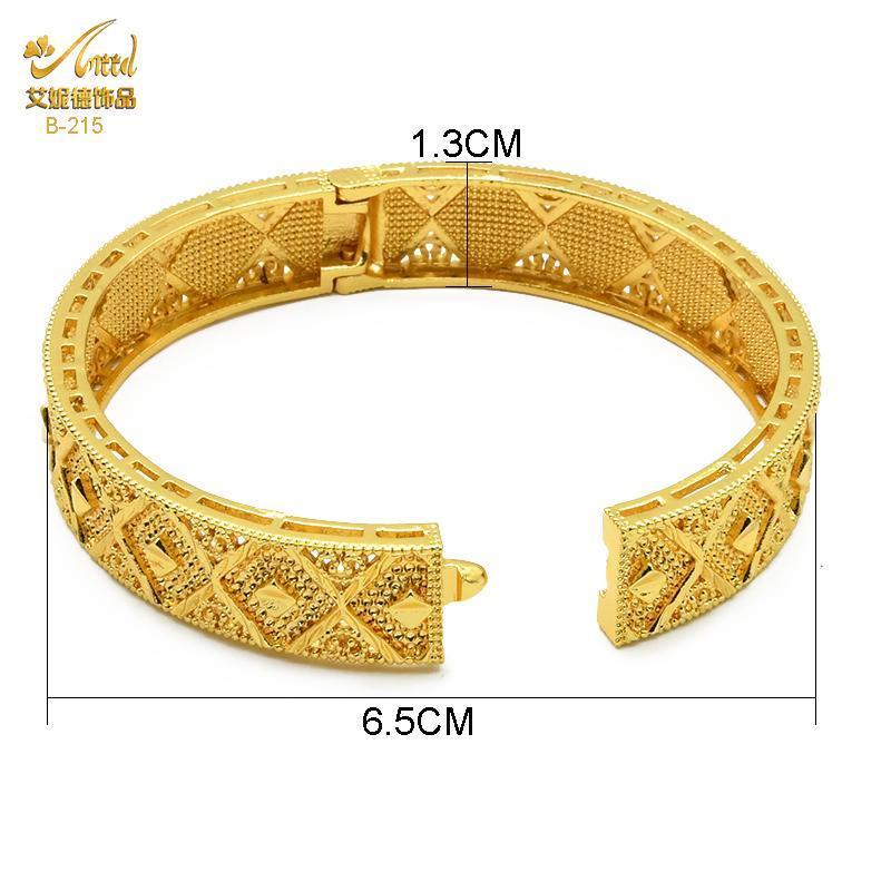 Dubai Charm Hard Bracelets Bangles For Women Gold Plated Indian African Ethiopian Arabic Hand Jewelry Wedding Gifts