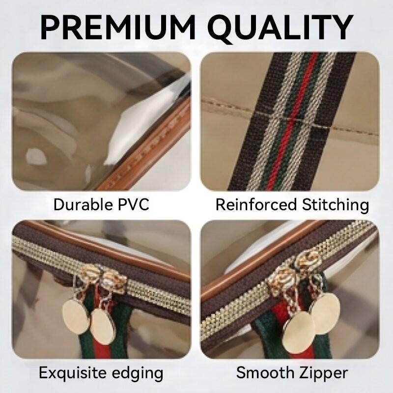 Waterproof Semi-Transparent Storage Bag, Transparent Vanity Bag, Clear Cosmetic Bag, Makeup Pouch, Wide Handle Design, Non-Slip, Fashion Luxury Gift, Suitable for Toiletries, Cosmetics, Towels, Makeup Organizer Pouch