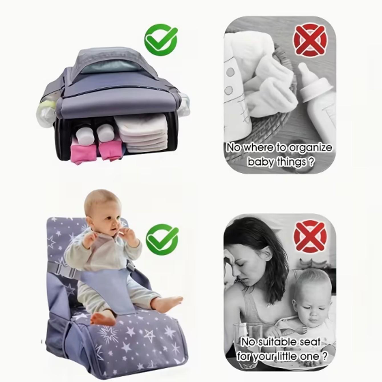 Multifunctional Large Capacity Shoulder Bag for Moms, Portable Travel Bag with Baby Seat Function, Table Chair Option