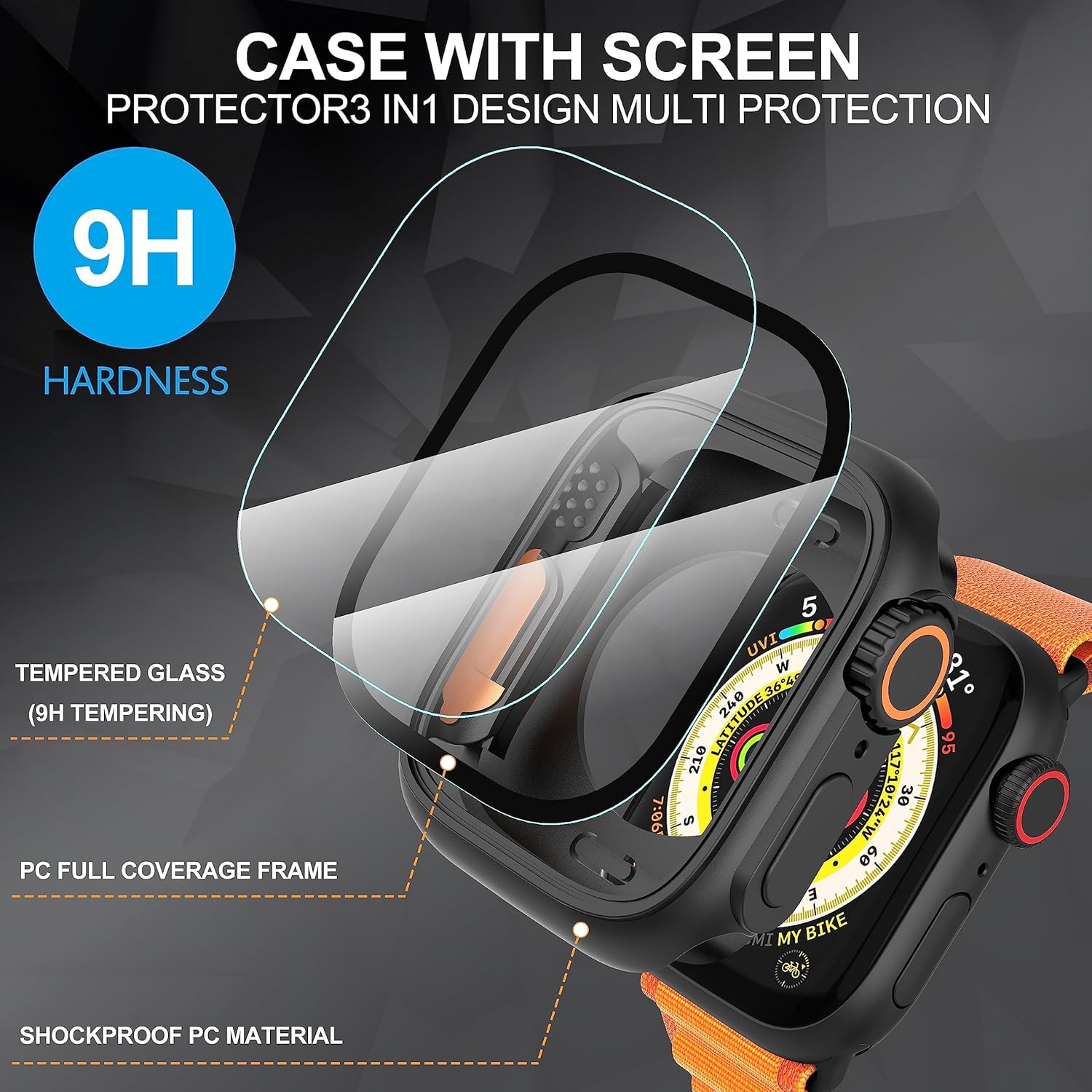 Watch Protective Case, Watch Case with Screen Protector, Watch Protector Compatible with Apple Watch 40mm to 49mm, Smart Watch Accessories, Wearable