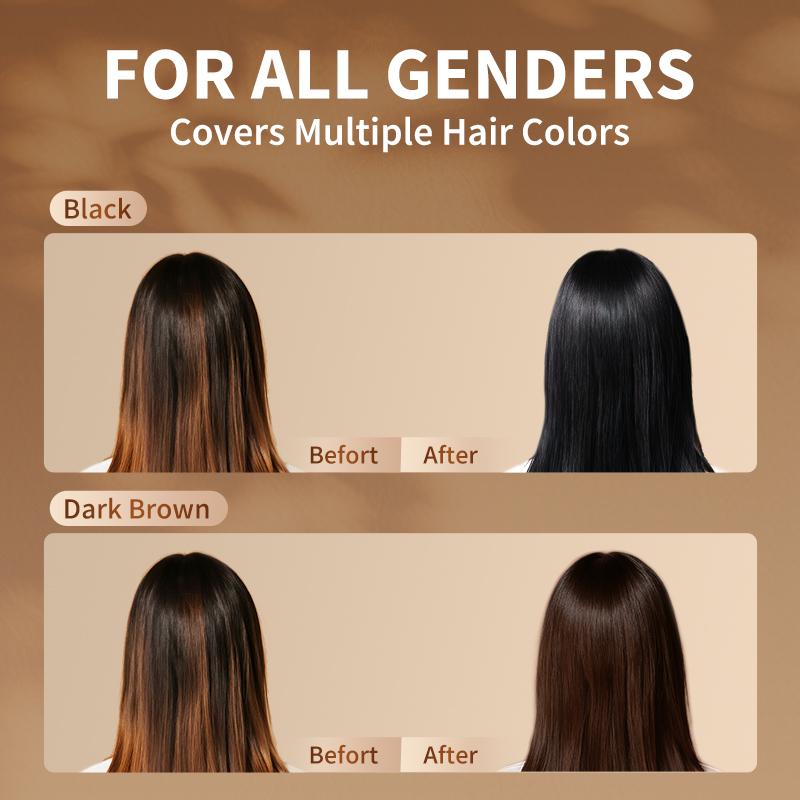 AKOIIN Black/Dark Brown Hair Dye Shampoo, 3-in-1 Hair Color Semi-Permanent, Unisex, 100% Gray Coverage, Lasts 60 Days, 7 Plant Extracts, Frizz-Free, with Dye Tools, 500ml