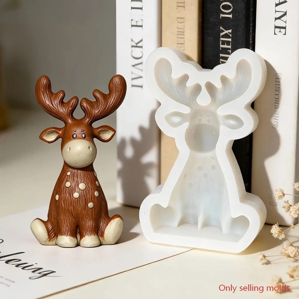 Reindeer Shaped Silicone Mold, suitable for DIY aromatherapy candles, resin, plaster, soap and clay making, ideal for Christmas, holiday creative gifts and home decor, perfect for craft enthusiasts