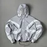 Men's Stylish Futuristic Techwear Hooded Jacket - Long Sleeve, Color Block Design, Trendy Street Outerwear, Adult Outdoor Coat with Zipper Pockets, Drawstring Hem for All-Season,sohochic