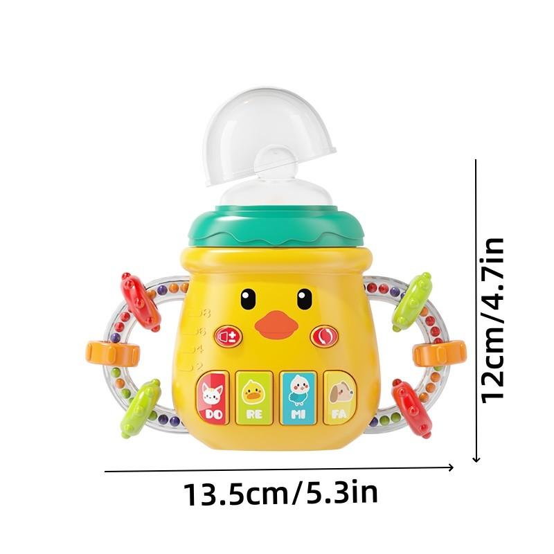 Baby Musical Toy, Cute Baby Bottle Learning Toy, Interactive Duck Shaped Light Up and Music Rattle Toy, Teething Musical Toys, Christmas Stocking Stuffers Gift