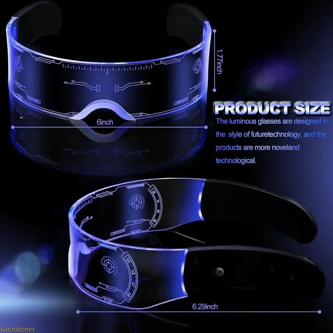 2026 LED Light-Up Sports Eyewear Accessories - Neon Glow Sunglasses, Comfortable Lightweight 1-Size, Futuristic Rave Cosplay Shades, Festival Gift for Adults, Club & Halloween