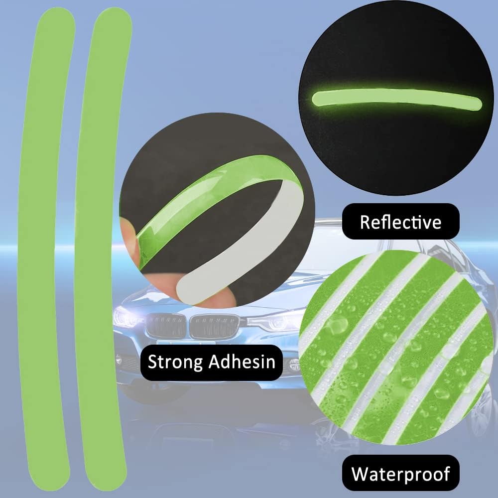 20 count Car Wheel Hub Reflective Sticker, Reflective Wheel Rim Stripe Decal Sticker, Reflective Wheel Rim Stripe Decal Sticker, Night Reflective Safety Decoration Strip for Cars, Trucks, Motorcycle (Luminous)