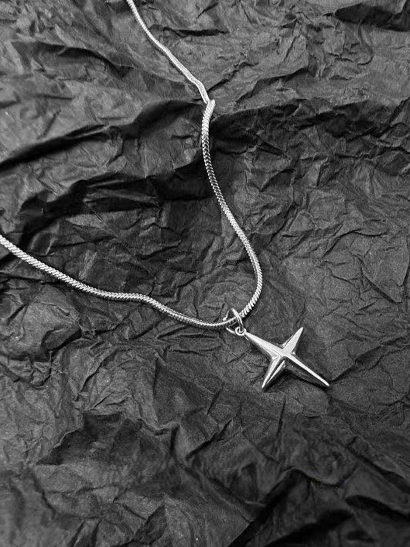 Star Cuban Necklace, Elegant Alloy Chain, Plain Design, All Seasons Jewelry, No Choking Hazard, Perfect Signature Accessory