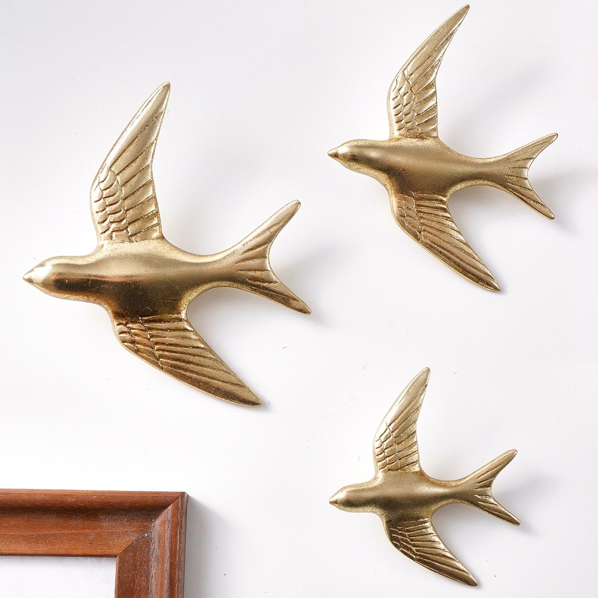 3pcs European Style Flying Bird Wall Decor, Resin Material Home Hotel Decoration, Bathroom Hanging Ornament