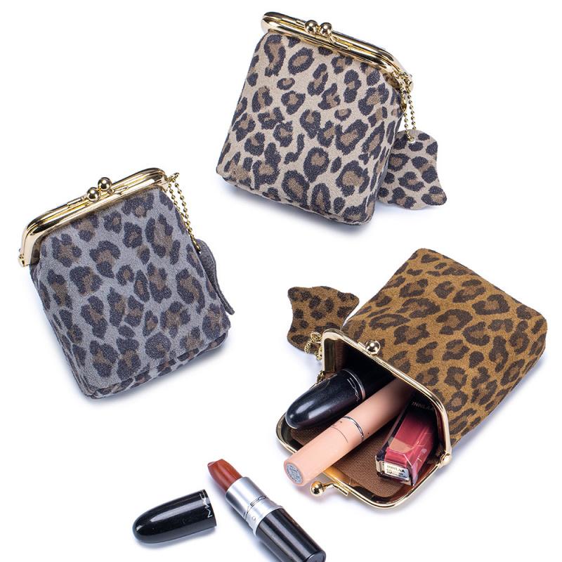 Mini Creative Leopard Print Lipstick Bag Multifunctional Compact Convenient Storage Bag Coin Purse for Women