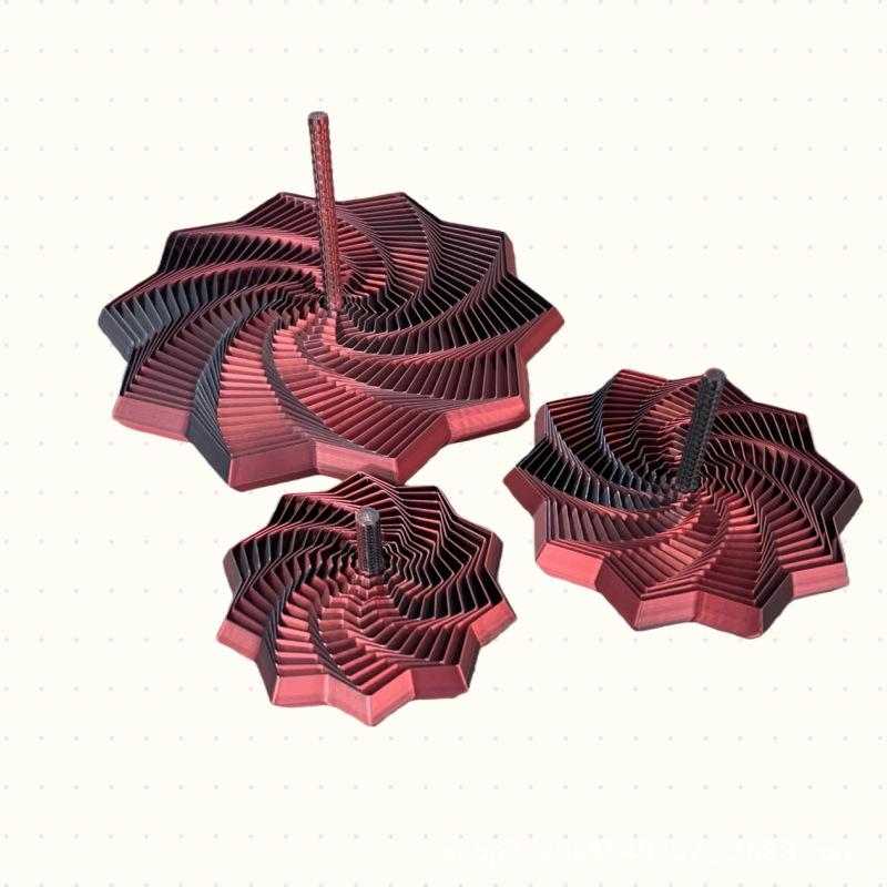 3D Printed Carrot Tower Hexagonal Spiral Stress Relief Toy with Handle, Finger Star Shape Puzzle Gift, Relaxing Handheld Ornament