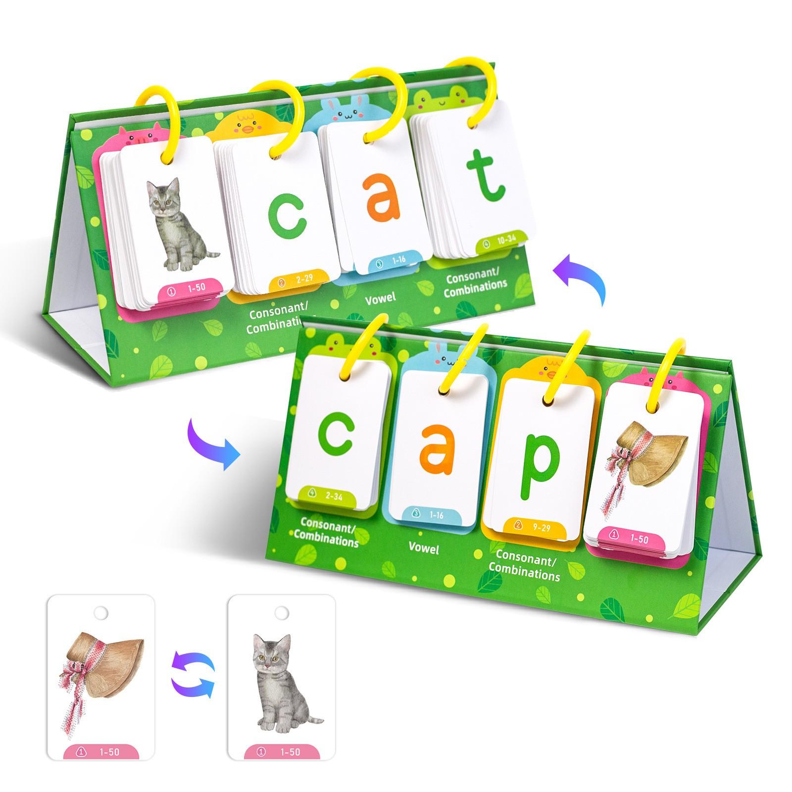 English Phonics Desktop Cards, Vowel Consonant Combinations, Early Education Learning Tool, Educational Toys for Kids, Toddler Flash Cards, Visual Stimulation Cards