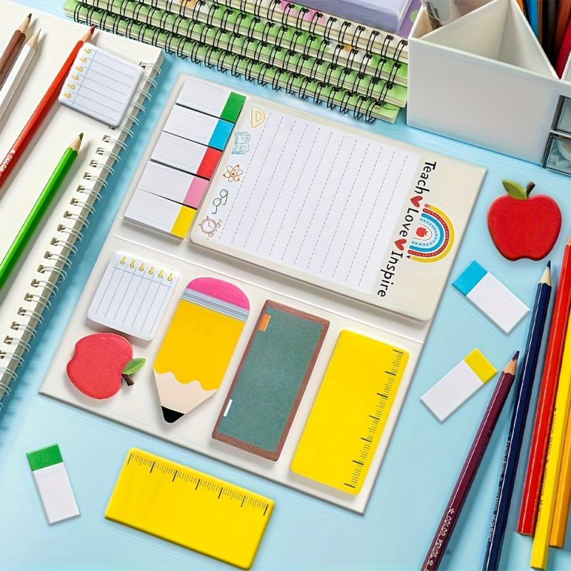 Teaching is a work of the mind "Post-it notes set-colorful, self-adhesive pad, with educational design, suitable for teachers-including notebooks, plan books, pencil boxes, etc.-ideal school or office supplies, teachers' gifts.
