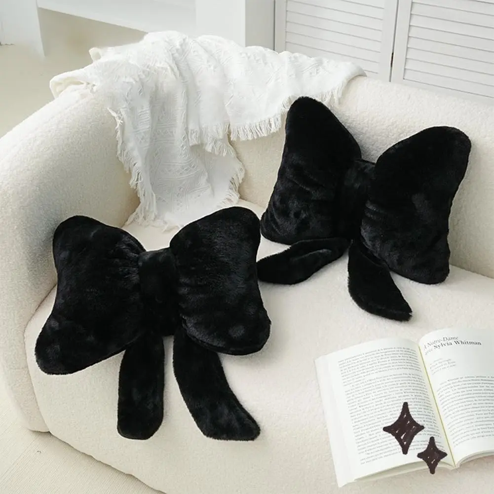 2 Pcs Cute Bowknot Plush Pillow Coquette Home Decor Pink Bow Lumbar Pillow for Girls Loft Bed Accessories