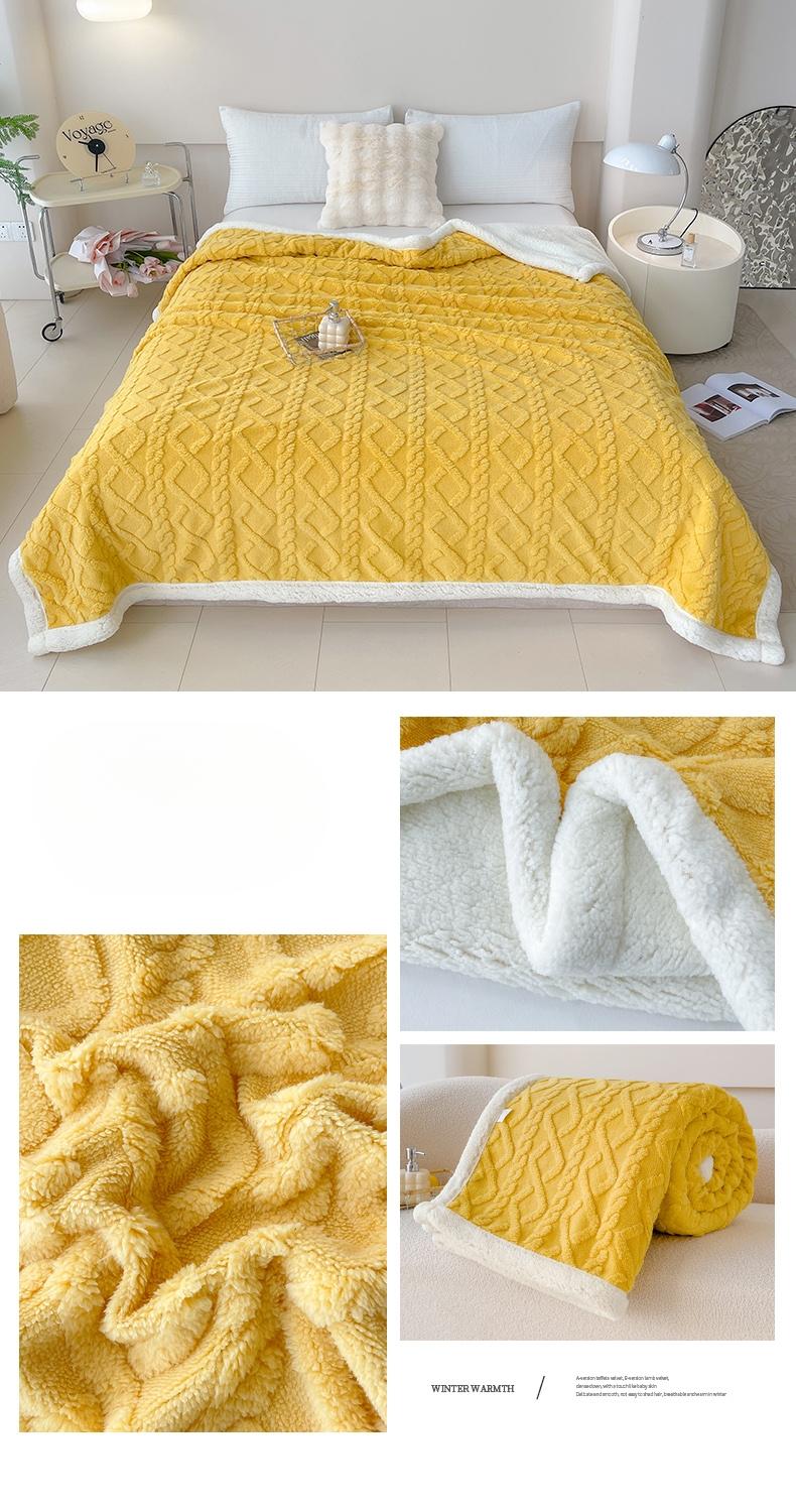 Plaid Velvet Lamb Fleece Blanket, Double-Sided Thick Warm, Chunky Blanket, Winter Sofa Use, Student Dorm Nap Cover, Cozy and Comfortable