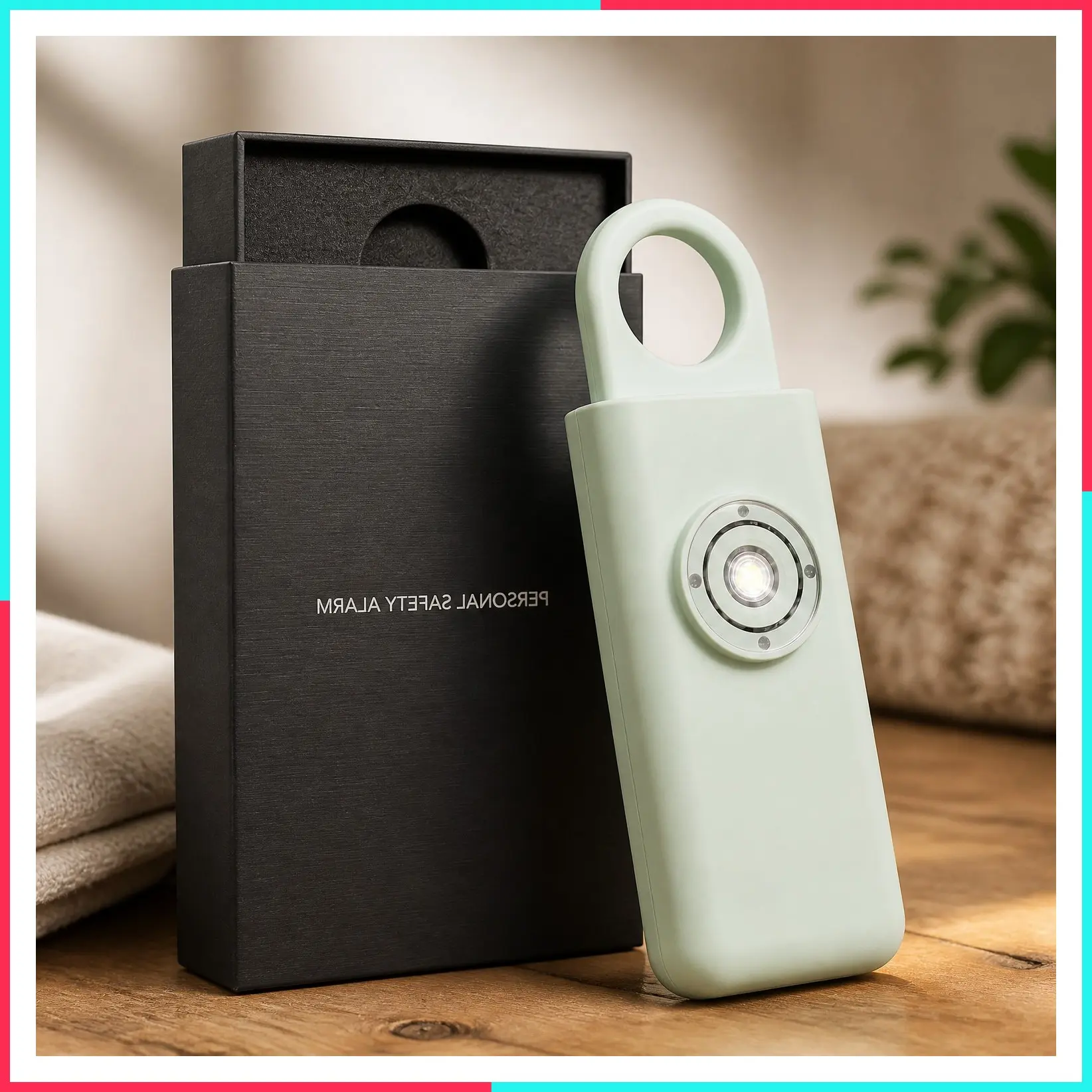 Personal Safety Alarm Keychain with Strobe Light — 130dB Pull Pin Self-Defense Alarm for Women, Men and Kids, Ideal for Campus, Travel and Running — Mint