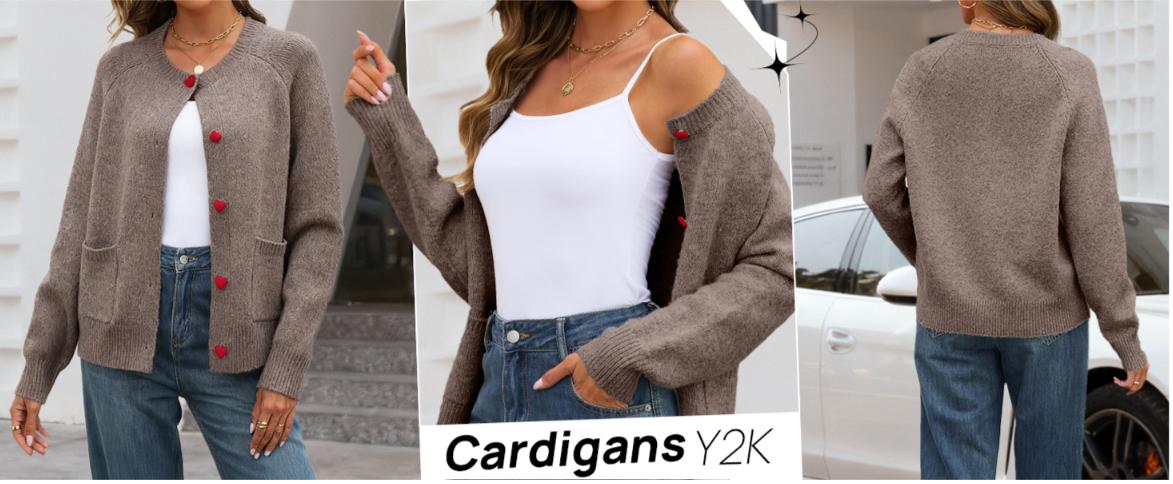 MEROKEETY Women's Cardigan Sweaters 2025 Fall Trendy Chunky Knit Button Up Cute Winter Long Sleeve Open Front Coats