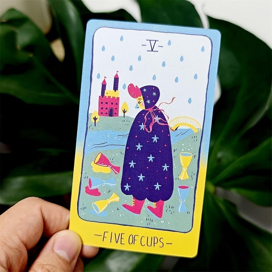 Pastel Soft Fantasy Prism Magic Tarot Deck, 78 Cards, and Sky Blue, Portable Fortune Telling Game, Ideal Gift for Holidays, Halloween, Thanksgiving, Beginner-Friendly