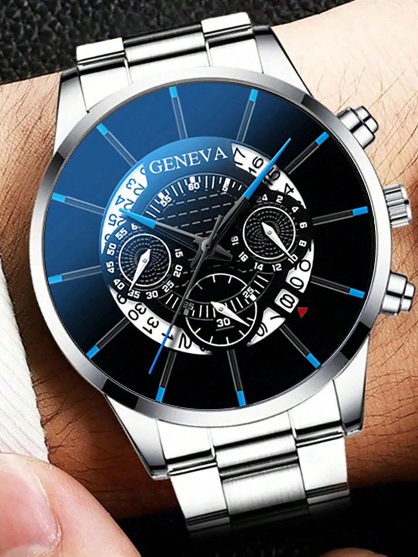 3PCS Men's Stainless Steel Strap Fashion Business Style Quartz Watch, Suitable For Daily Decoration, Holiday Gifts, Fashionable Stylish Watch