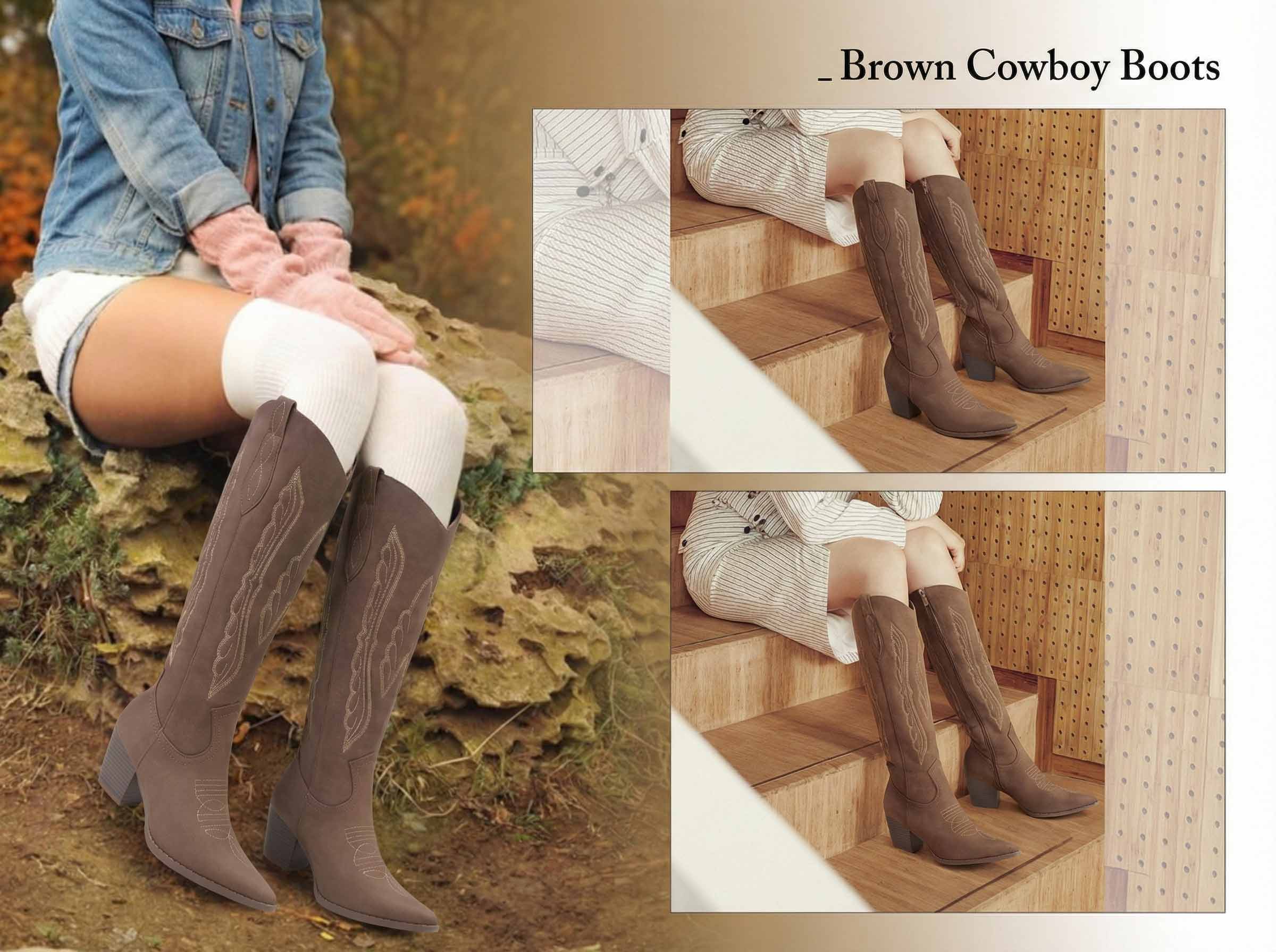 Maiqi Cowboy Boots for Women Knee High Western Boots Pointed Toe Side Zipper Chunky Heel Cowgirl Boots Retro Fashion Comfortable Walking Shoes Maiqi Cowboy Boots for Women Knee High Western Boots Pointed Toe Side Zipper Chunky Heel Cowgirl Boots Retro Fashion Comfortable Walking Shoes