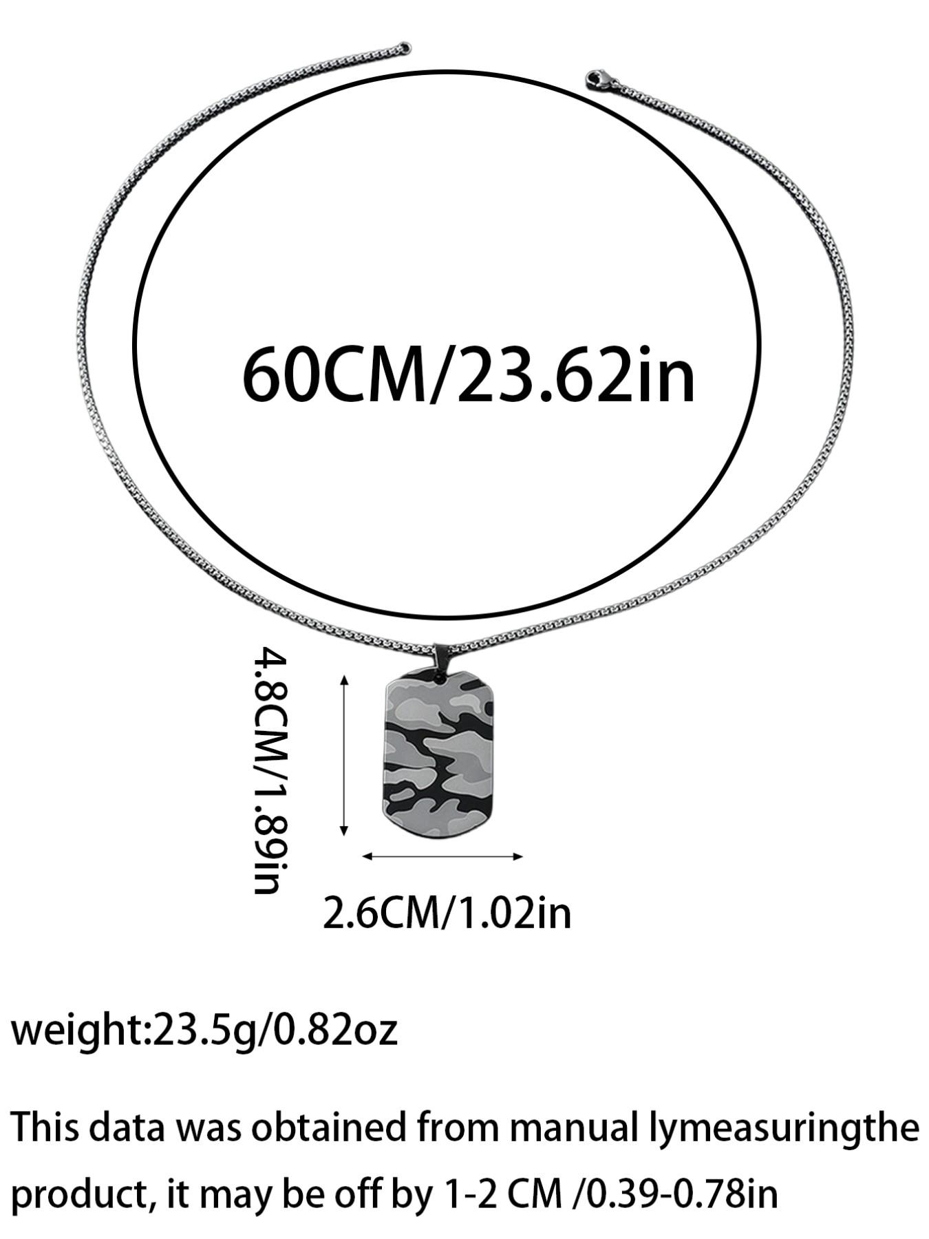 Men's Camouflage Military Badge Pendant Necklace, Stainless Steel, Unique Style, Outdoor Fashion Accessory, Colors