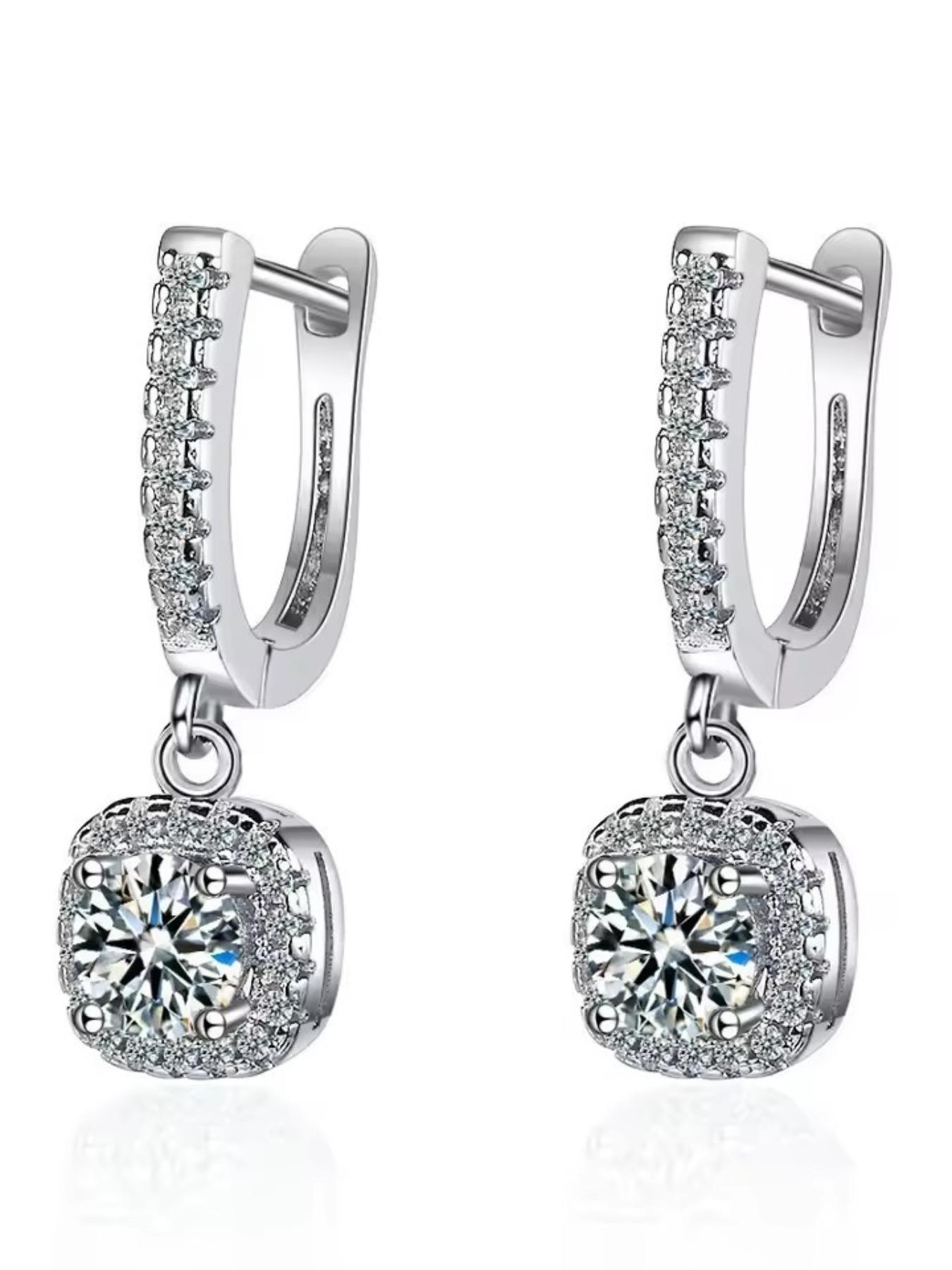 Elegant Fashion Luxe Square Zircon Earrings, Women's Stylish Accessories, Classic Full Diamond Earrings, Perfect Gift for Birthday, Mother's Day, Valentine's Day