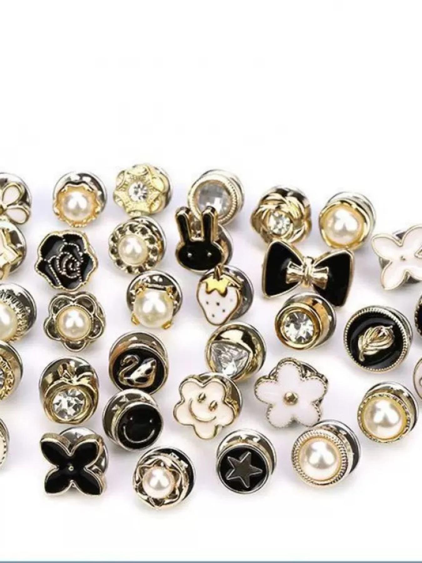 20 Counts Brooch Buttons for Women, Mini Instant Buttons Pins, Assorted Brooch Pins, Pearl Rhinestones Shirt Lapel Brooch Pins, Cover Up Buttons Pins for Clothes Coat Dress Jeans Hat Bags Decorions