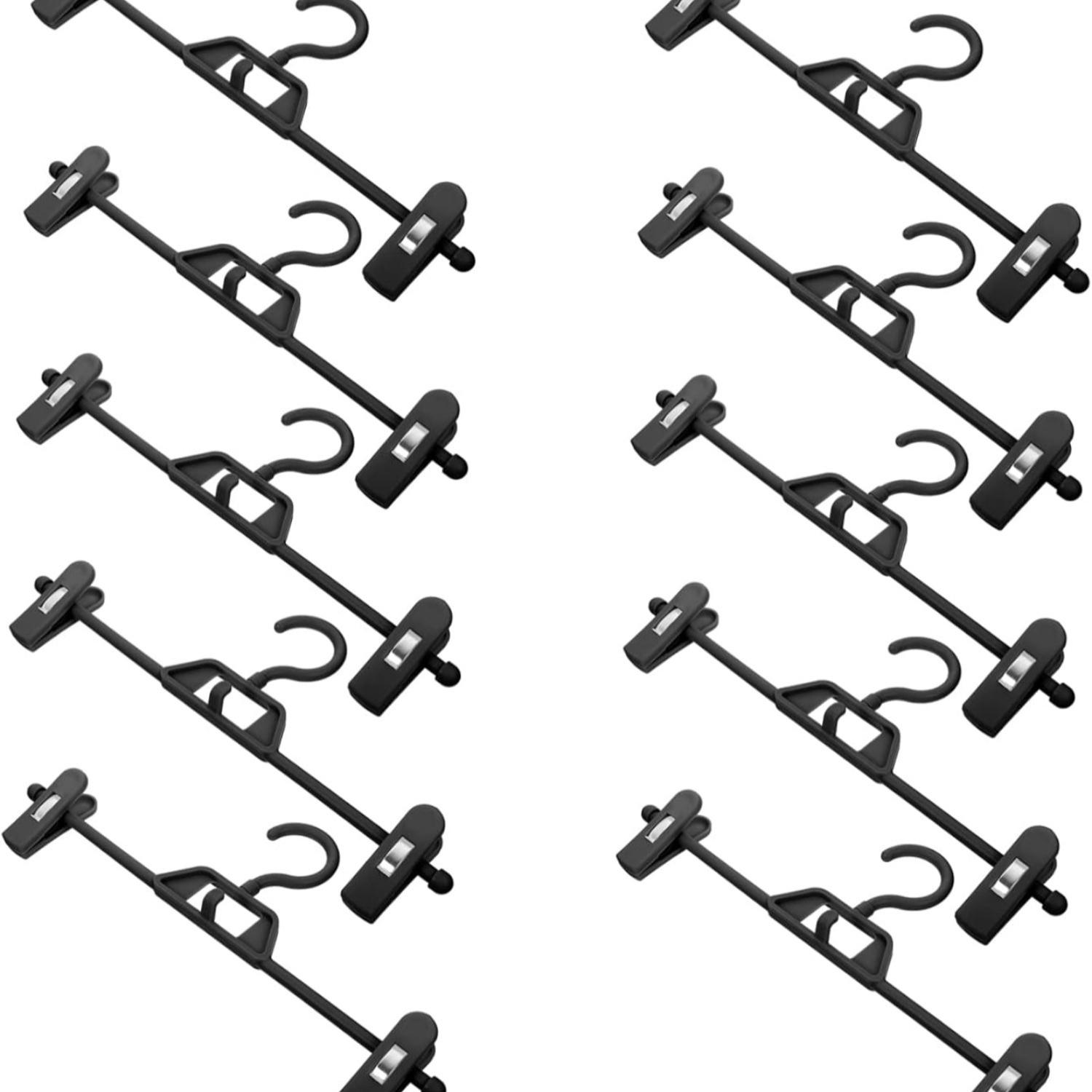 PrimPick 10pcs Adjustable Non Slip Pants Clips Clothes Drying Rack Space Saving Household Hanger for Indoor and Outdoor Use Plastic Design for Trousers and Shorts