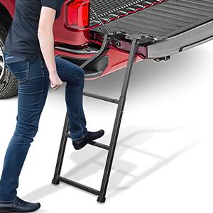 Nilight Foldable Truck Tailgate Ladder for Pickup with Aluminum Step Grip Plates, Replaceable Rubber Ladder Feet & Stainless Steel Self Drilling Hex Screws Universal Automotive Accessories Vehicle Accessories dealsforyoudays