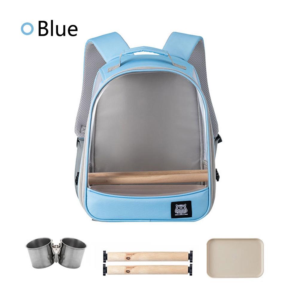 Parrot Bird Backpack, Portable Bird Travel Bag, Transparent Window, Breathable Mesh, 2 Perch Sticks, Dual Food Cups, Detachable Tray, Adjustable Straps, Enclosure