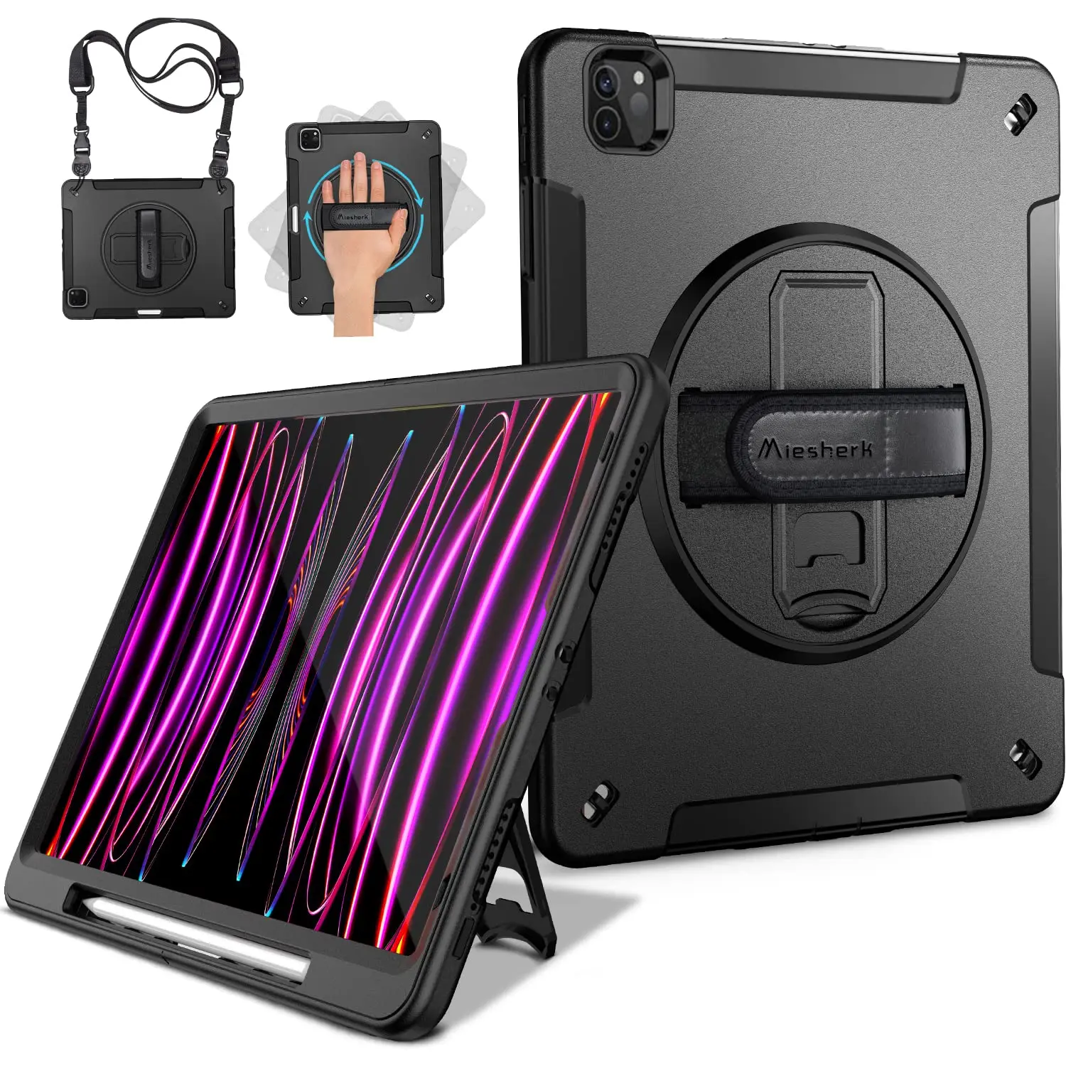 Case for iPad Pro 12.9 Inch 6th/5th/4th Gen,Shockproof,Black