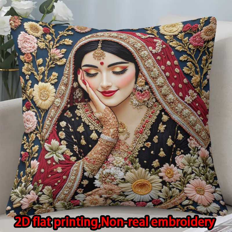 2D flat print 1pc short plush decoration single-sided pillowcase flowers shawls jewelry non-real embroidery Machine washable multi-size pillowcase suitable for bedrooms living rooms sofa(excluding pillow core)