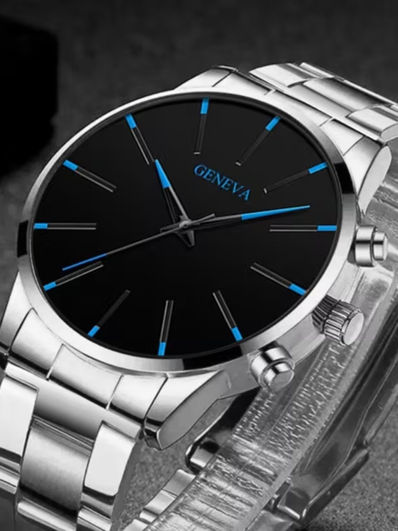 3-Piece Men's Watch and Necklace Bracelet Set - Gold Luxury Quartz Watch with Matching Chain, Casual Simulation Watch,/Father's Day Gift, Affordable Watch Set