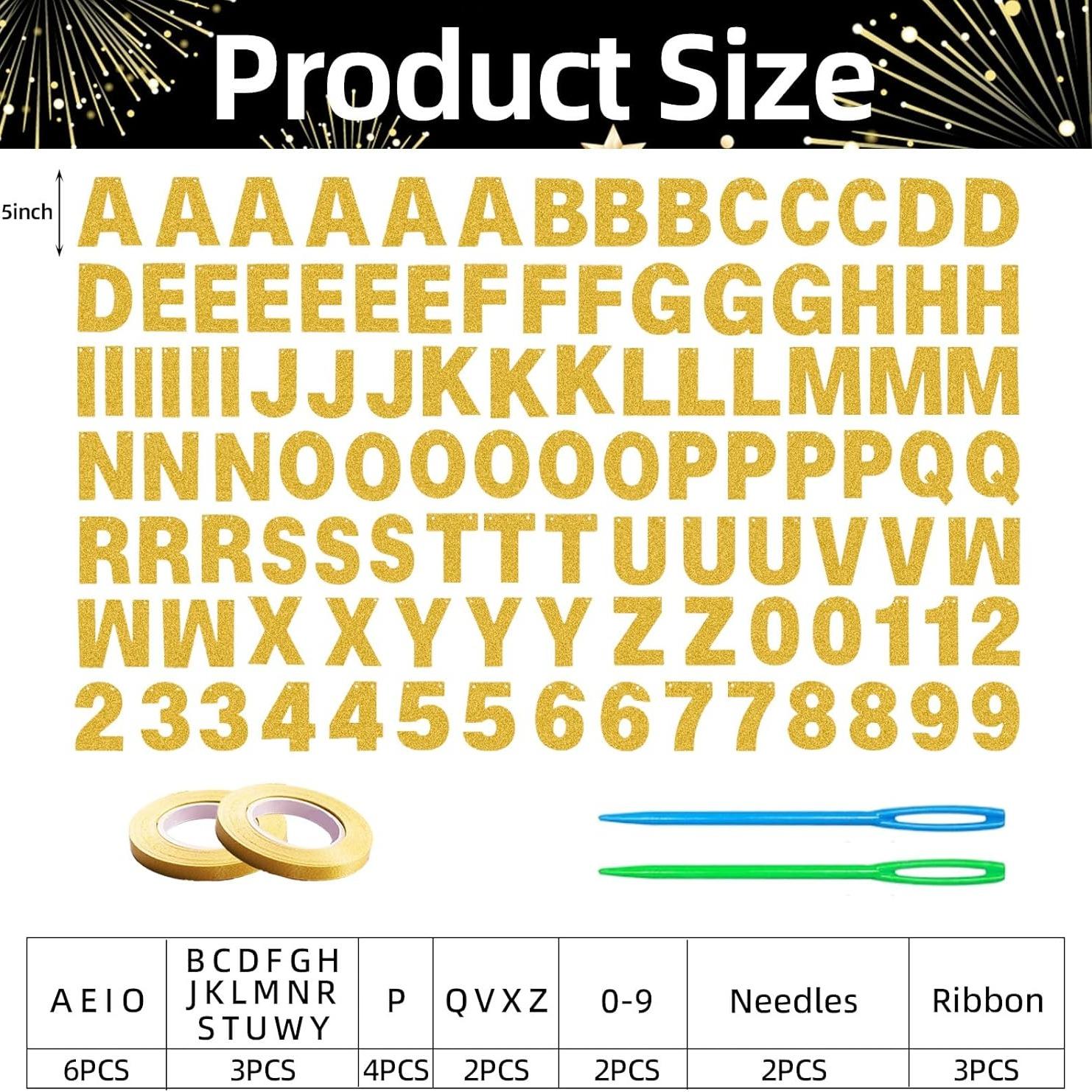 DIY Letter Banner Kit, Includes 107 Letters & Numbers, 1 Rope, 2 Pins ...