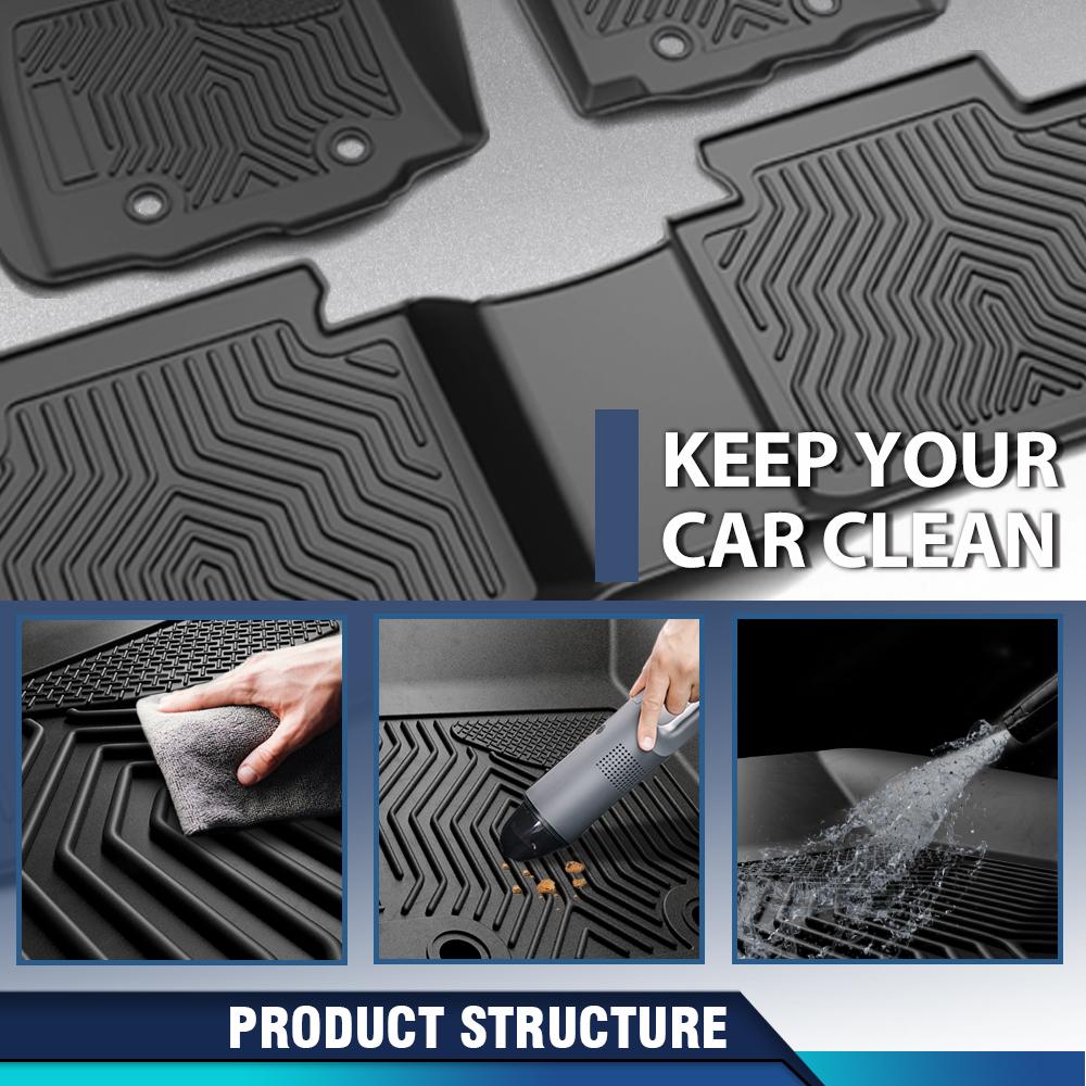 CROSSDESIGN All Weather TPE Car Floor Mats Liner Waterproof  Protection Floor Mats Fit for 2016-2022 Honda Pilot  Floor Mats Black