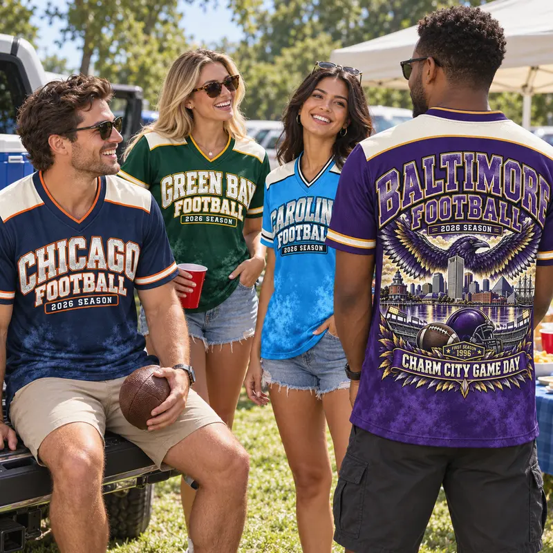 Unisex Double-Sided Print V-Neck Cut Football Fan Jersey - Short-Sleeve Game Day Outfit, Sports Supporter Shirt, Ideal Gift for Sports Fans