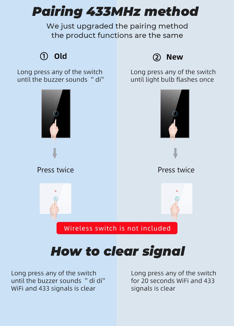 Tuya Wall Switch, Wi-Fi RF Touch Wireless Light Switch, Tempered Glass Panel, Smart Control, Energy Saving, Compatible with Alexa & Google Assistant Tuya Wall Switch, Wi-Fi RF Touch Wireless Light Switch, Tempered Glass Panel, Smart Control, Energy Saving, Compatible with Alexa & Google Assistant