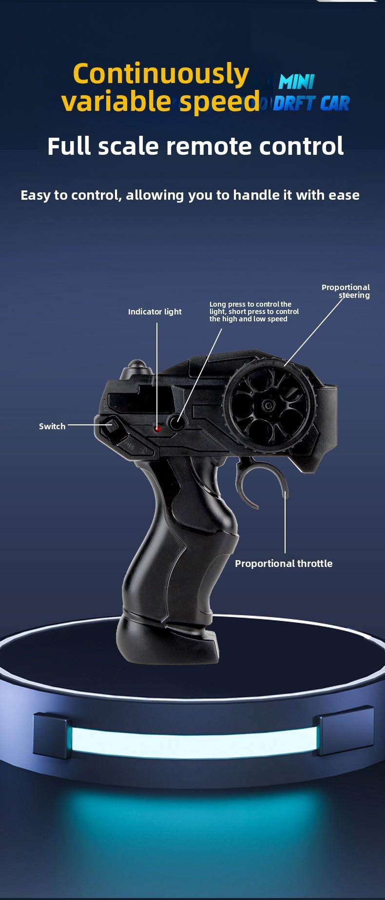 1:64 Mini RC Remote Control Car, Full Proportion Four-Wheel Drift, 2.4g Micro Pocket Race Car, Desktop Model Toy Gift for Boys