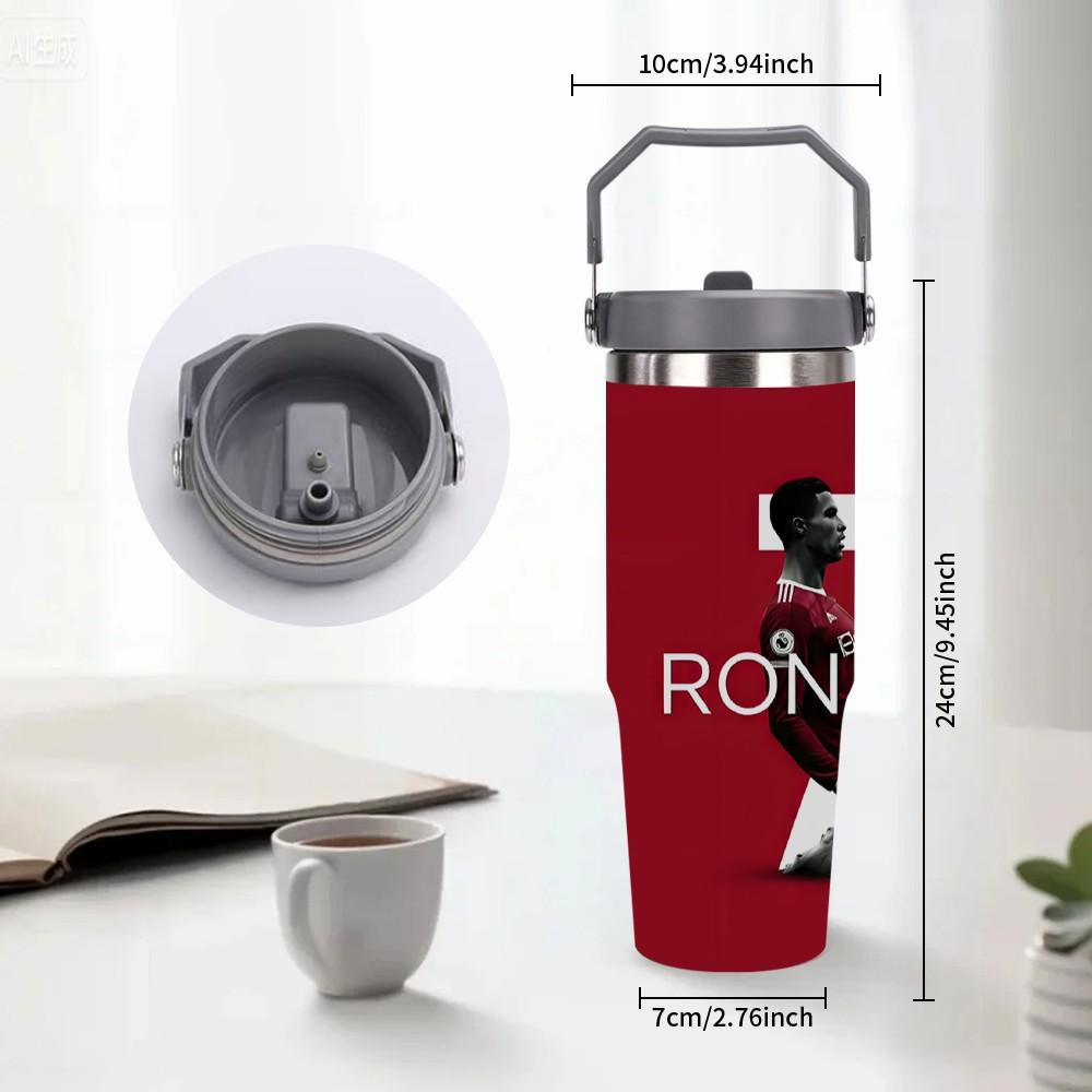 1pc 30oz stainless steel large-capacity car water bottle, Number 7 jersey Pattern，for Cristiano Ronaldo fans.for football enthusiasts. various patterns to choose from, fan gift, Outdoor camping Coffee Cups & Mugs